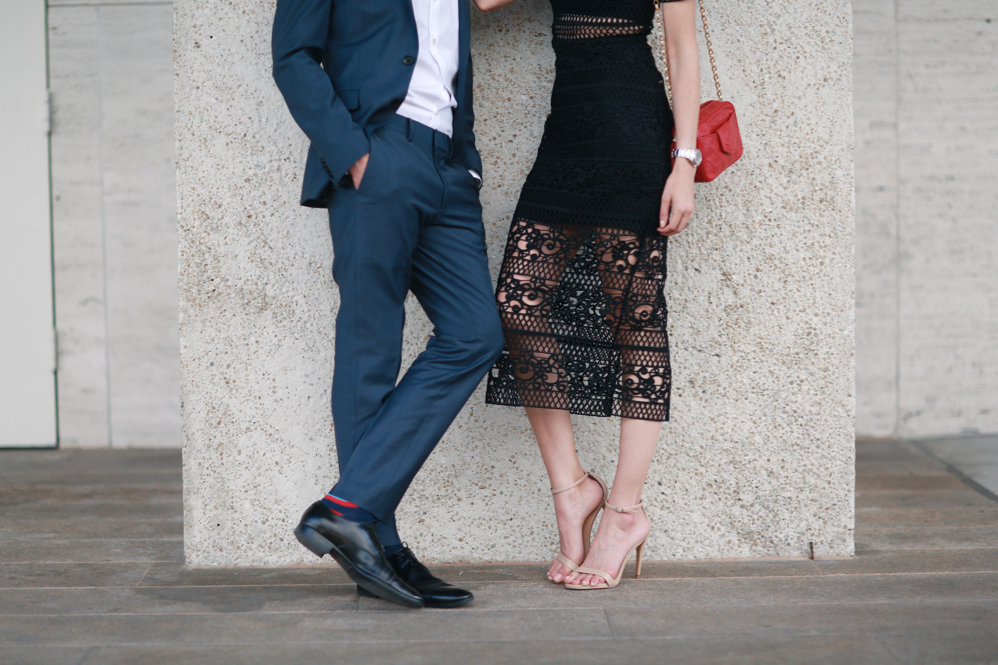 Express-New York City Ballet-Date Night-Couple Fashion -Lace Dress-Blue suit