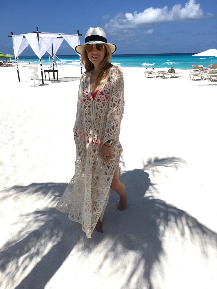 Marysia Swimwear, Eberjey Coverup, Hat, Cancun, Mexico, Vacation Outfit, Beach