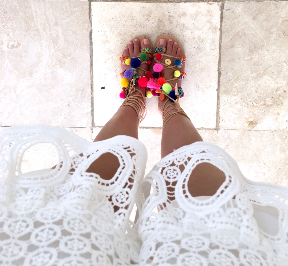 Pom Pom shoes, Penny Lane Sandals, Beach Vacation, Mexico