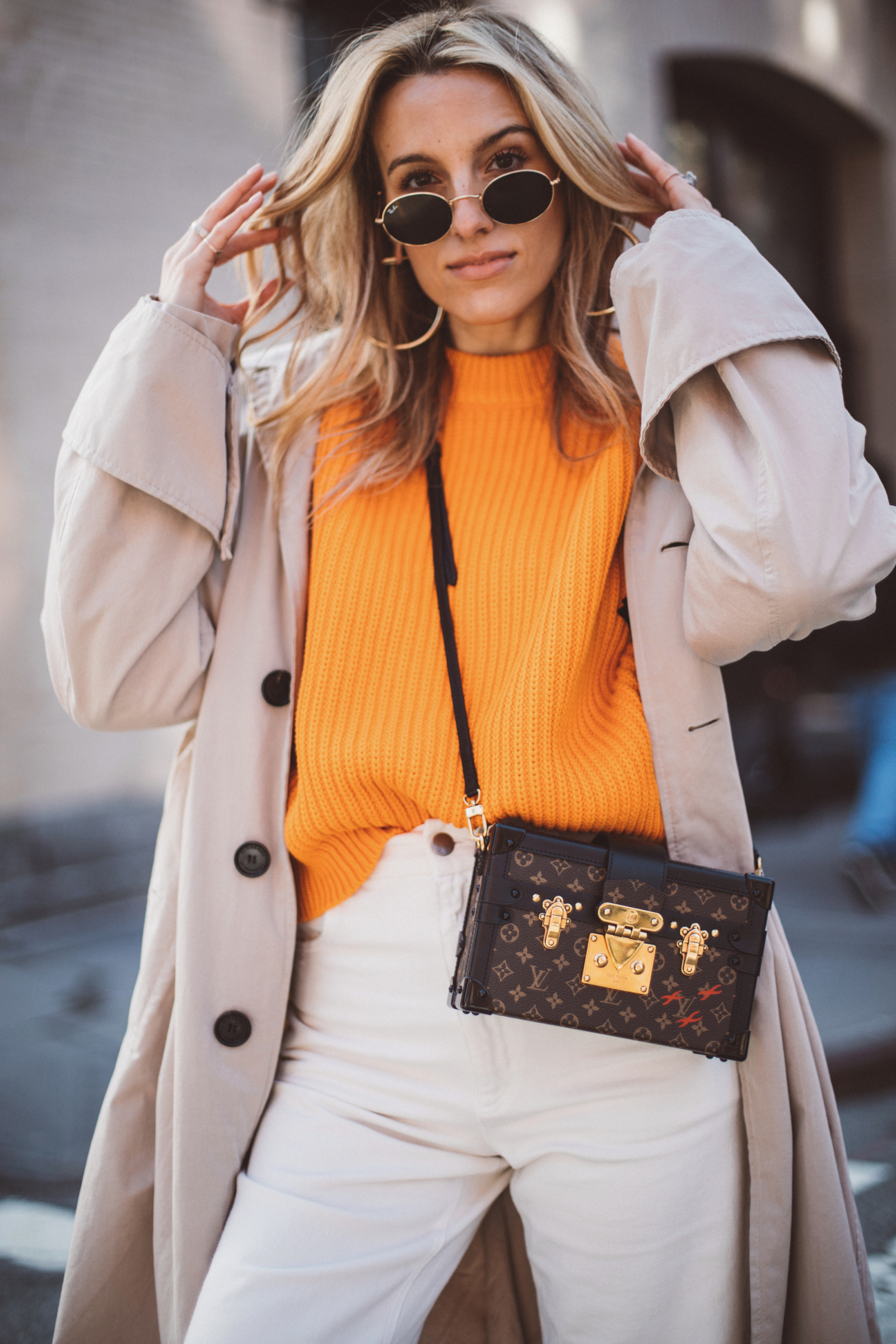 Orange sweater, Neutrals, trends, New York Fashion Week trends, Color, White boots